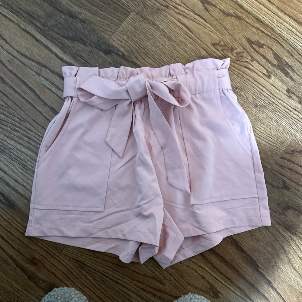 Windsor Light Pink High Waist Shorts with Bow